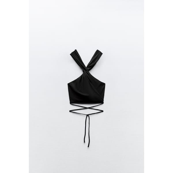 zara KNIT CROP HALTER TOP