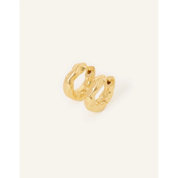 ACCESSORIZE 14CT GOLD-PLATED CHUBBY MOLTEN HOOP EARRINGS