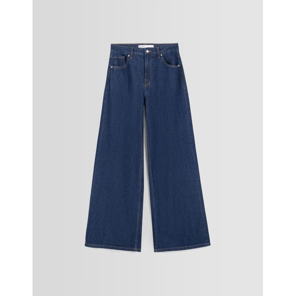 dark blue BERSHKA wide leg jeans