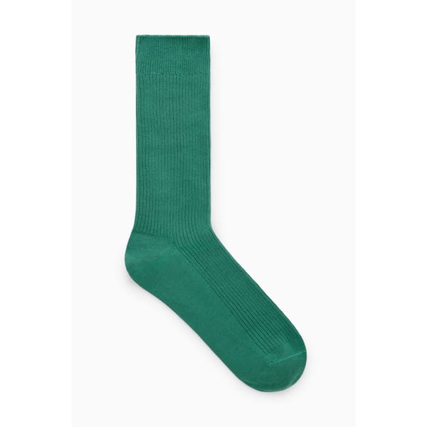 green ribbed socks