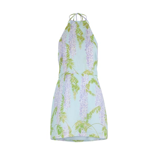 wisteria print mini dress