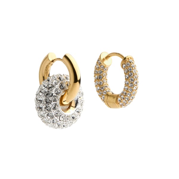 TIMELESS PEARLY New Season Crystal-embellished 24kt gold-plated hoop earrings