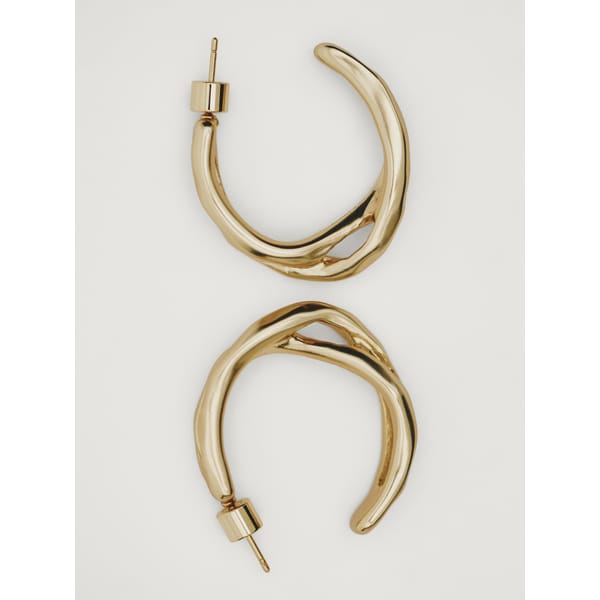 MASSIMO DUTTI TEXTURED ASYMMETRIC HOOP EARRINGS