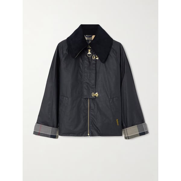 BARBOUR Drummond corduroy-trimmed waxed cotton jacket