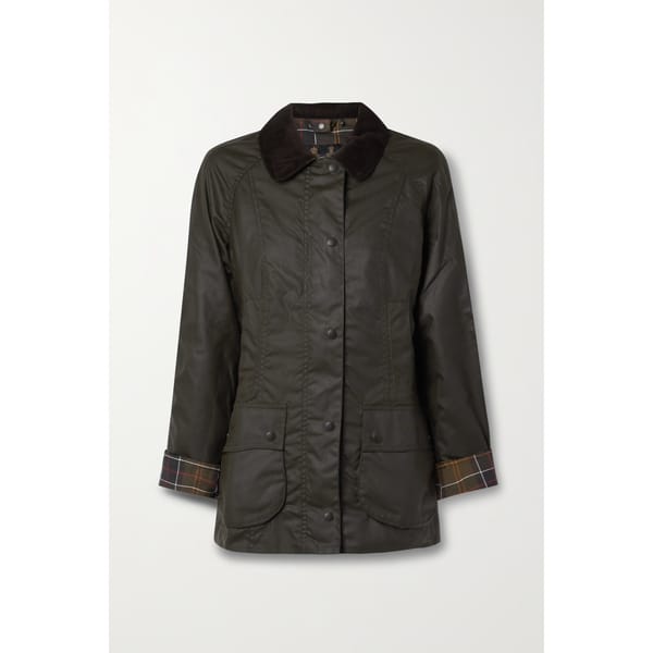 BARBOUR Beadnell corduroy-trimmed waxed-cotton jacket