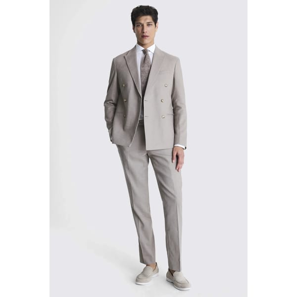 Slim Fit Taupe Matte Linen Suit