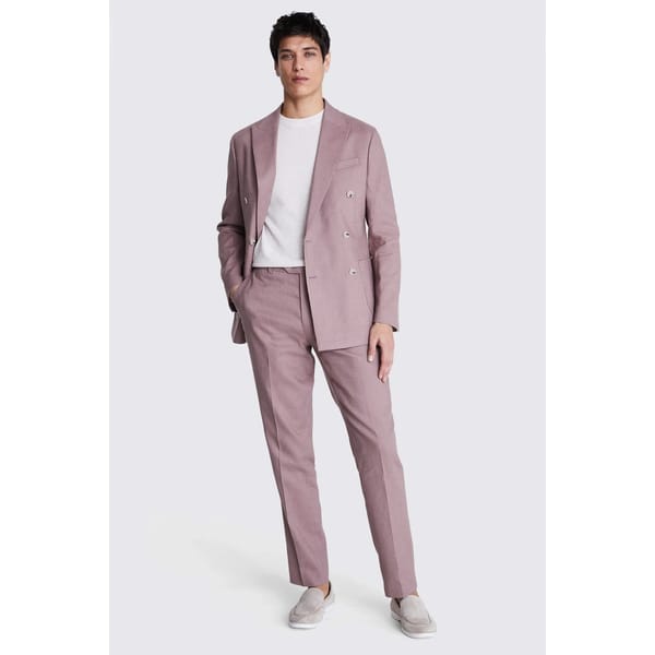 Tailored Fit Dusty Pink Matte Linen Suit