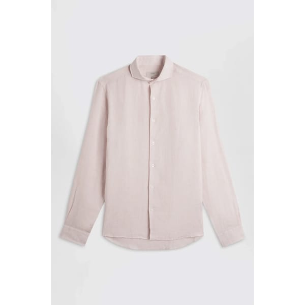Tailored Fit Pink Linen Shirt