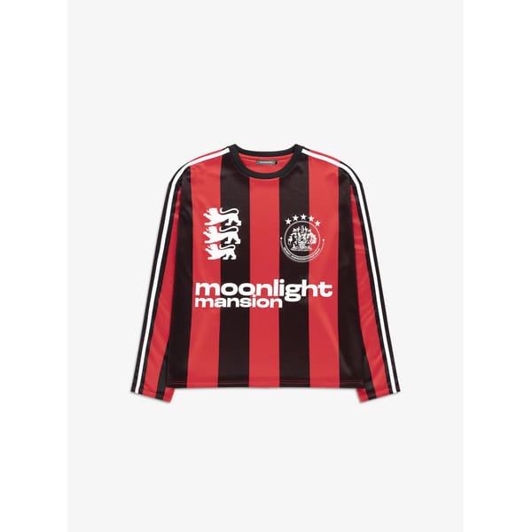 black and red stripe football shirt