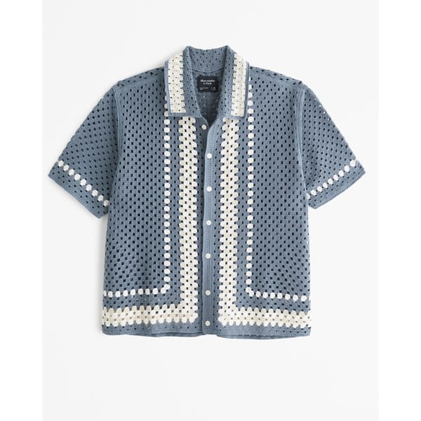 ABERCROMBIE & FITCH Crochet-Style Button-Through Sweater Polo