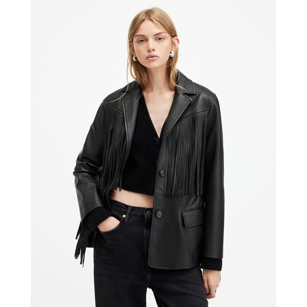 Corinna Tassel Leather Blazer