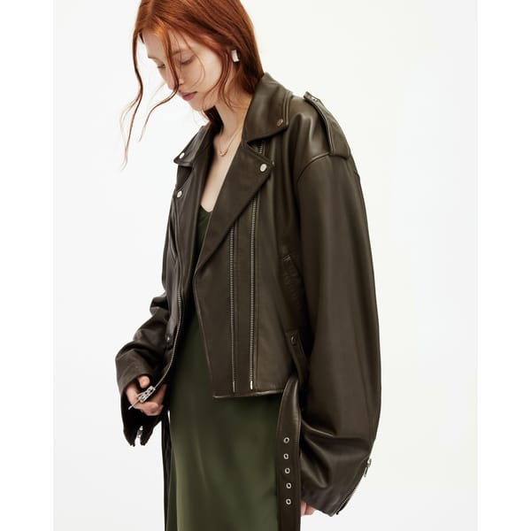 Dayle Oversized Leather Biker Jacket