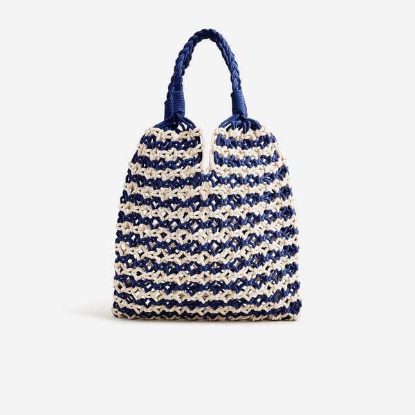 Cadiz Hand-Knotted Rope Tote in black and white