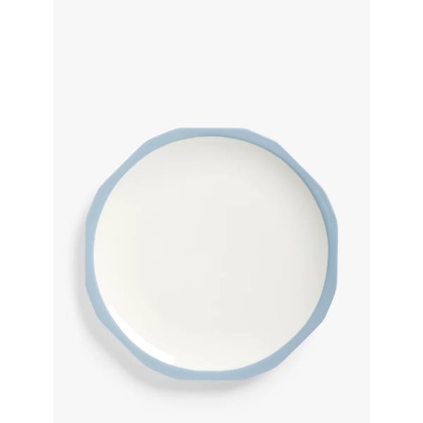 Aster Shaped Fine China Dinner Plate, 28cm, White:Blue