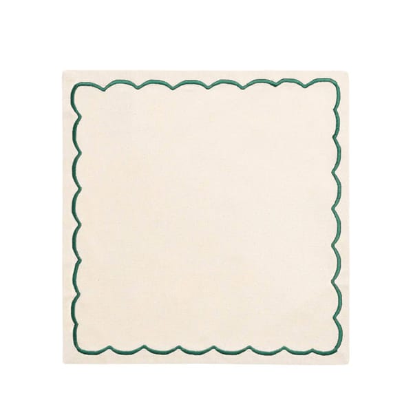 Beige Linen with Green Embroidered Napkins (Set of 2)