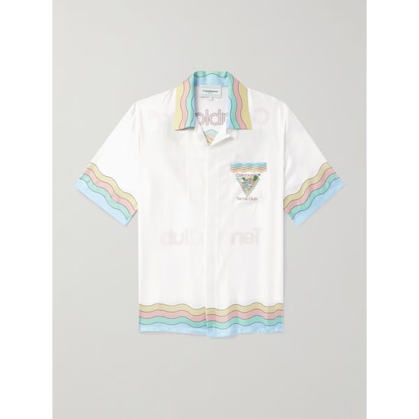 CASABLANCA Vase Camp-Collar Printed Silk-Twill Shirt