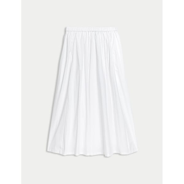 white Pure Cotton Midi Skirt
