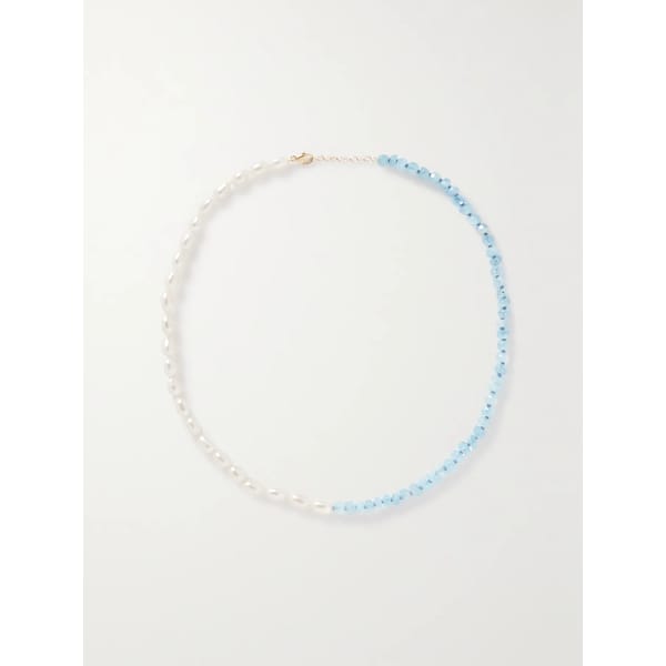 Union gold, aquamarine and pearl necklace