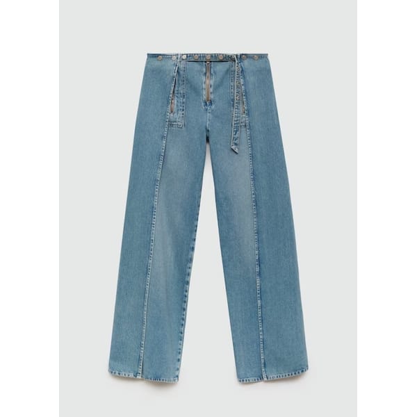 Jeans wideleg seams snap buttons
