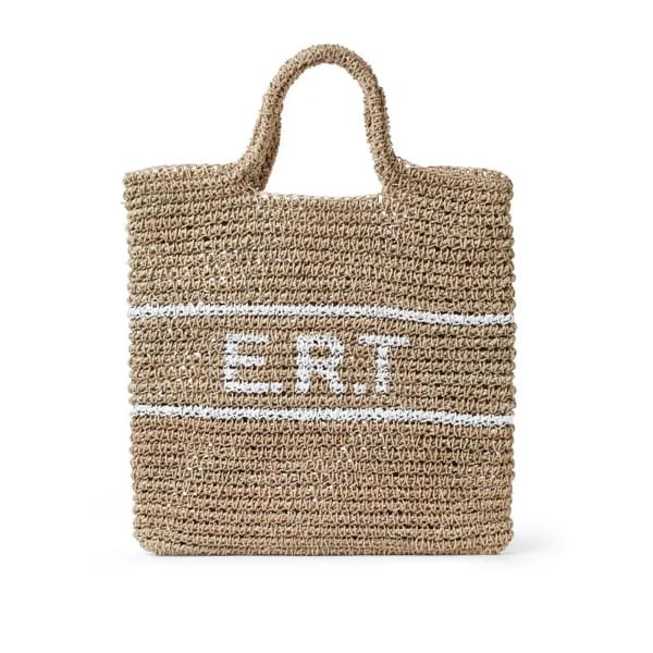 personalised raffia tote with letters