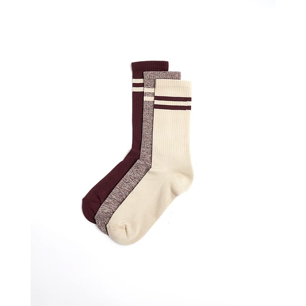3PK Red Double Stripe Tube Socks