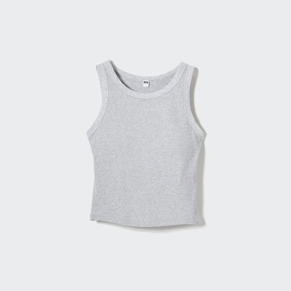 RIBBED CROPPED FIT SLEEVELESS BRA TOP in grey