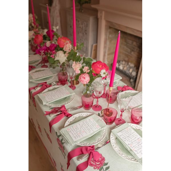 https://www.rosannafalconer.com/collections/all/products/peony-stripe-tablecloth?variant=ROSANNA FALCONER Peony Stripe Pink & Green Tablecloth