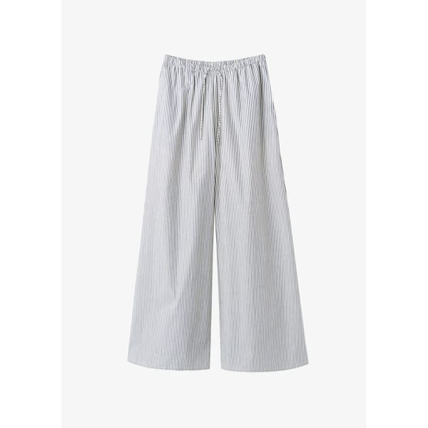 navy and white stripe trousers