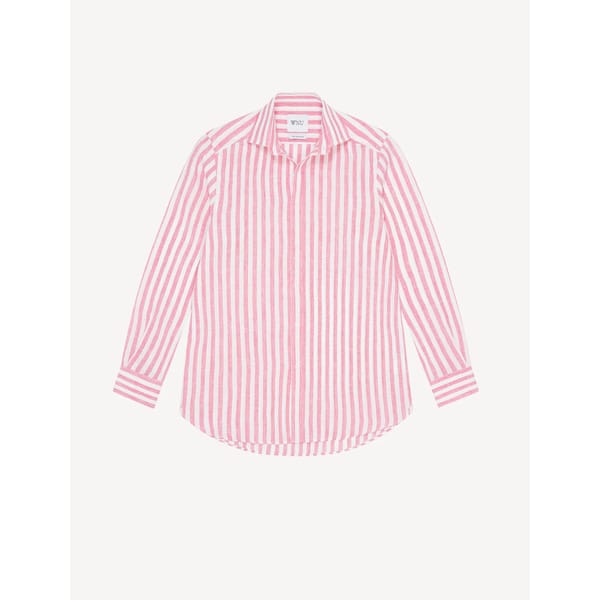 pink white stripe shirt