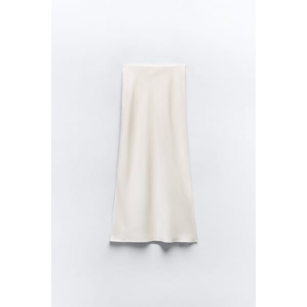 white satin midi skirt