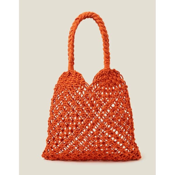 orange open weave shopper bag