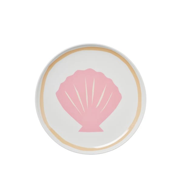 large plate with pink shell design