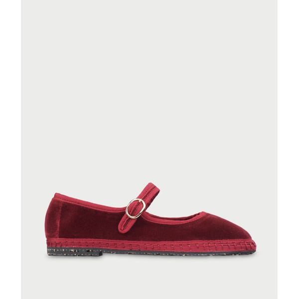 red velvet mary-jane shoes