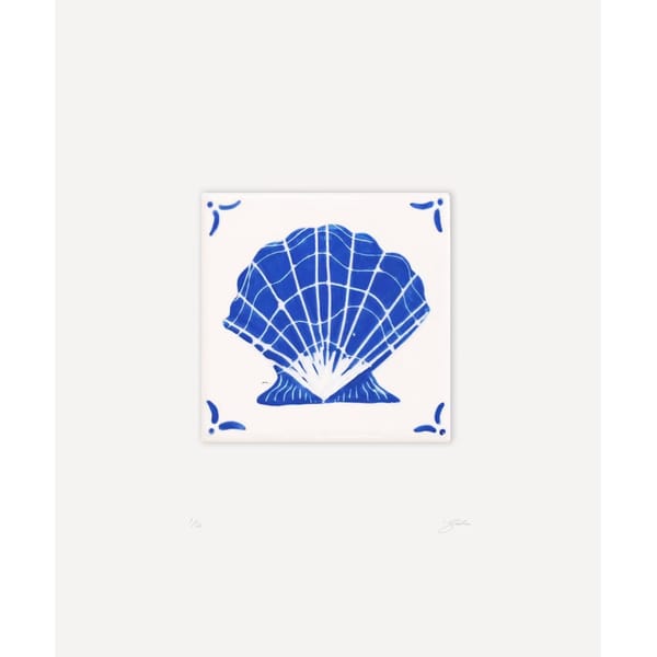 blue and white Sasha Compton shell tile