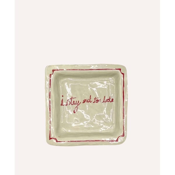 Stay Out Too Late Trinket Tray Vintage Red
