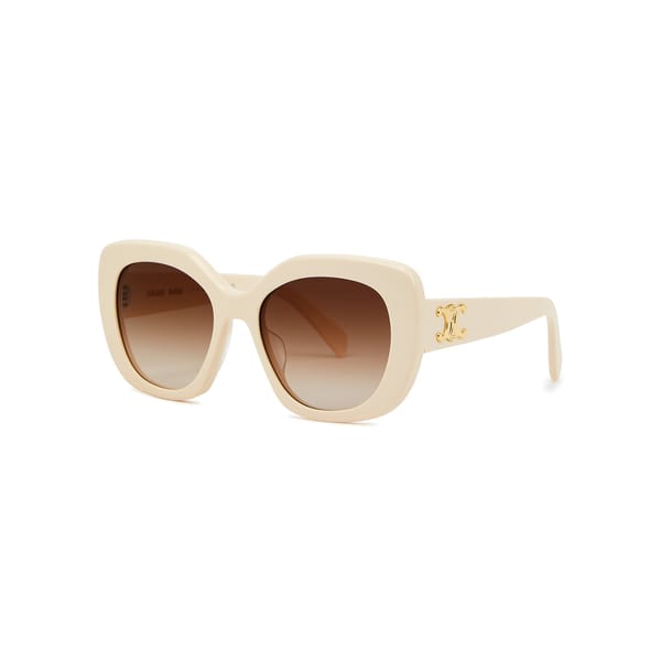 CELINE Oversized round-frame sunglasses in cream