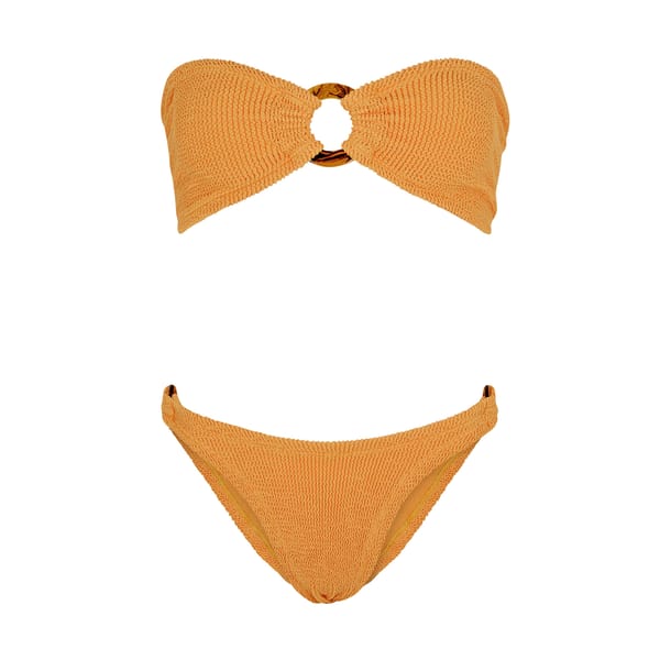 orange HUNZA G Gloria seersucker bandeau bikini