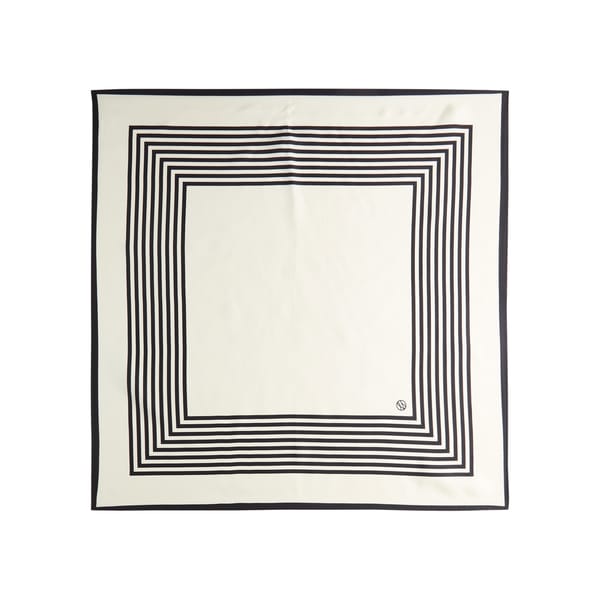 NO.1 Striped Silk Scarf IN BLACK AND WHITE PRINT