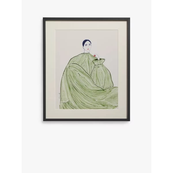 JL La Poire 'Green Dress' Framed Print & Mount, 62 x 52cm, Green
