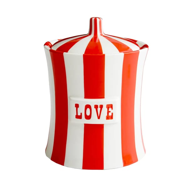 red and white stripe JONATHAN ADLER VICE LOVE CANISTER