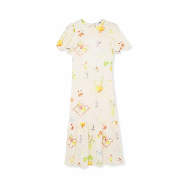 Linen Blend Puffy Sleeve Midi Dress GBP 64.95
