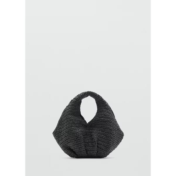 black MANGO Natural fibre handbag