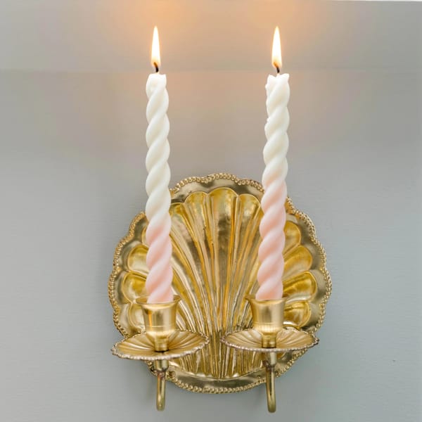 Shell Brass Wall Sconce with twisted candles