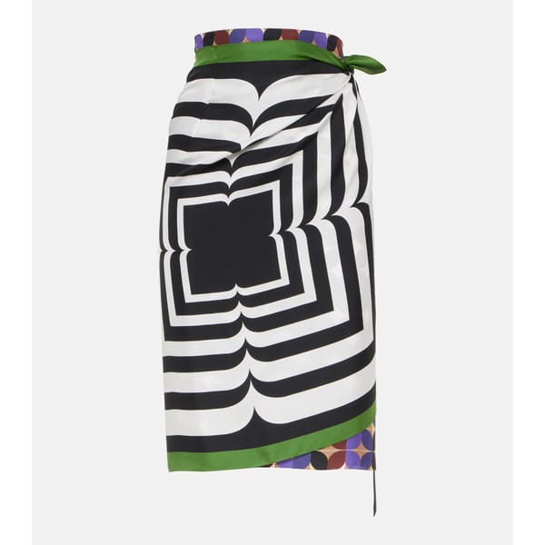 Printed Silk Wrap Skirt