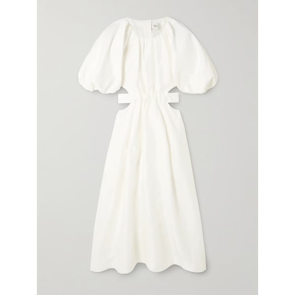 WHITE NAP AJE Mimosa cutout gathered linen-blend midi dress