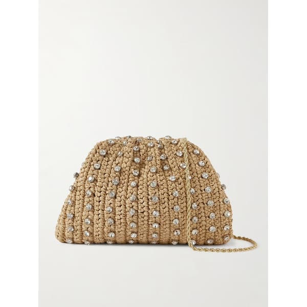 Bailey crystal-embellished raffia clutch LF Bailey crystal-embellished raffia clutch