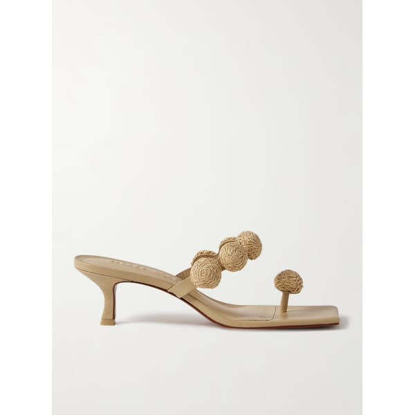 Sarina Embellished Raffia & Leather Sandals