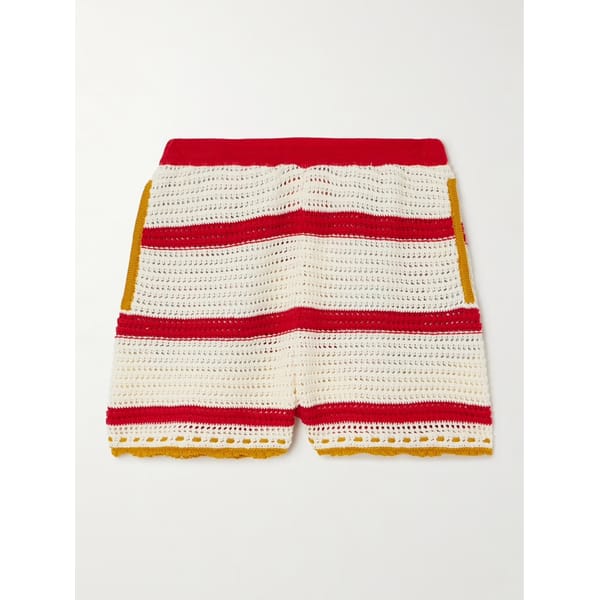 NAP LA DOUBLEJ + Orlebar Brown Salt 'n' Vinegar striped crocheted cotton shorts