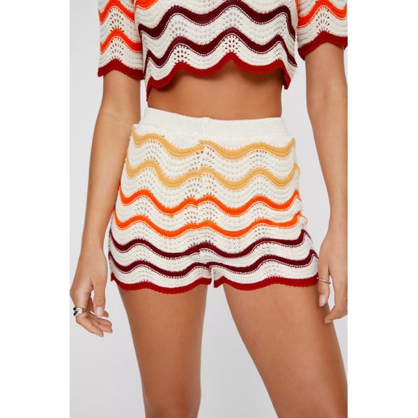 Striped Crotchet Top & Shorts Co-ord