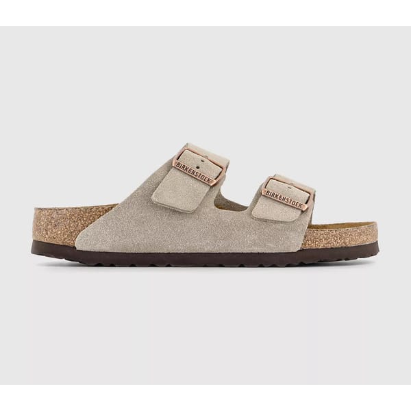 grey suede Arizona Two Strap Sandals